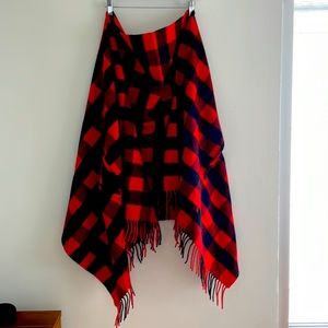 Madewell Red and black wool tartan wool scarf